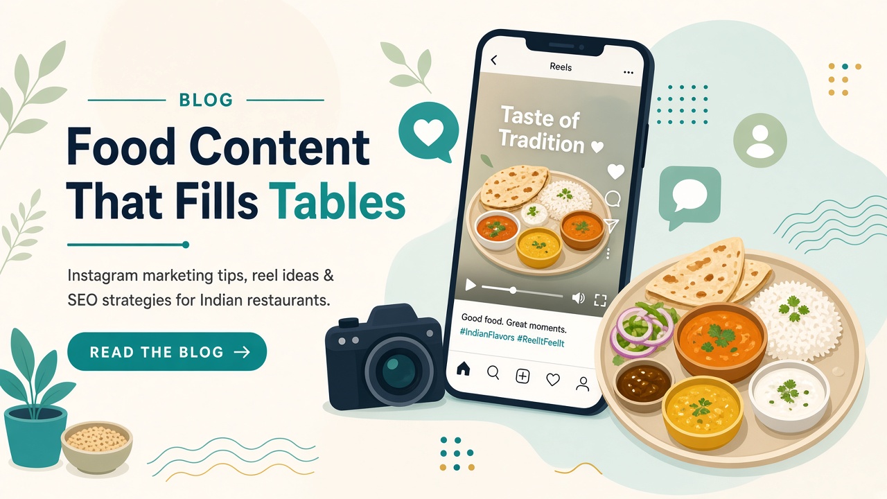 Phone showing food content for restaurant Instagram marketing in India